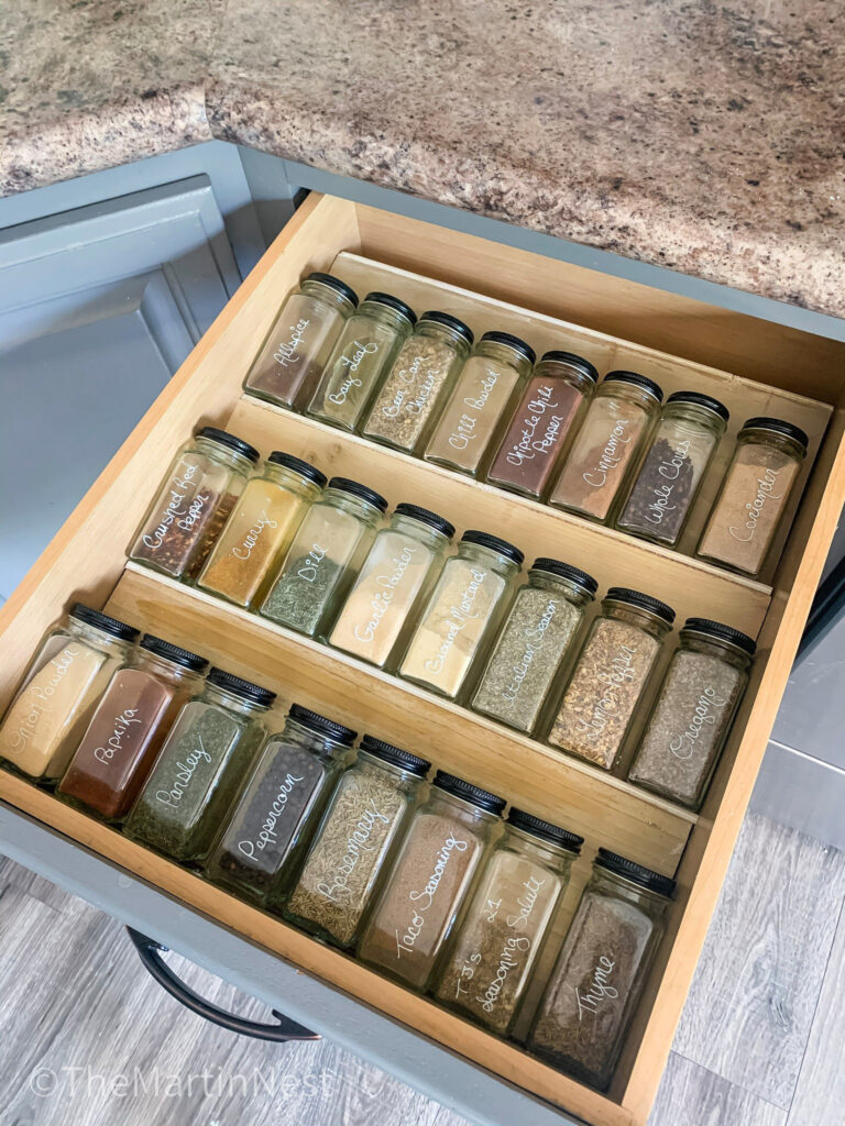 DIY in drawer spice rack