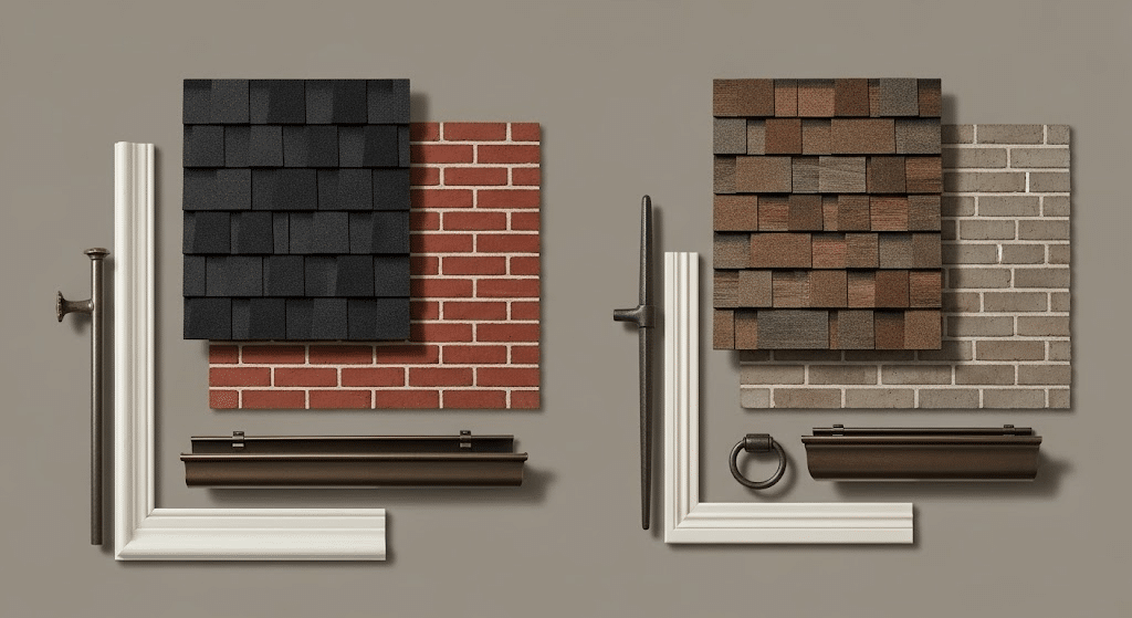 Brick Homes + Black or Driftwood Brown Shingles
