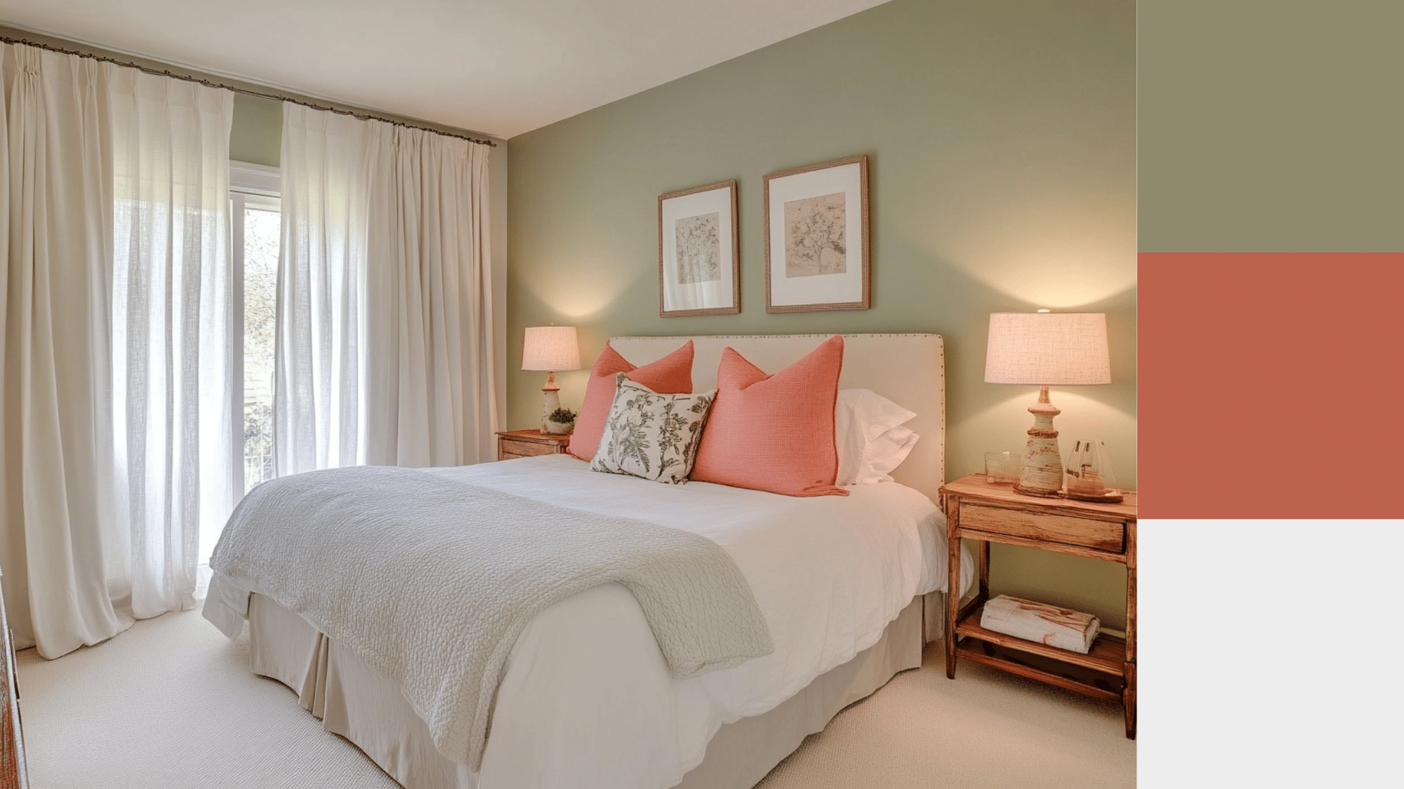Cool Sage + Muted Coral + Crisp White