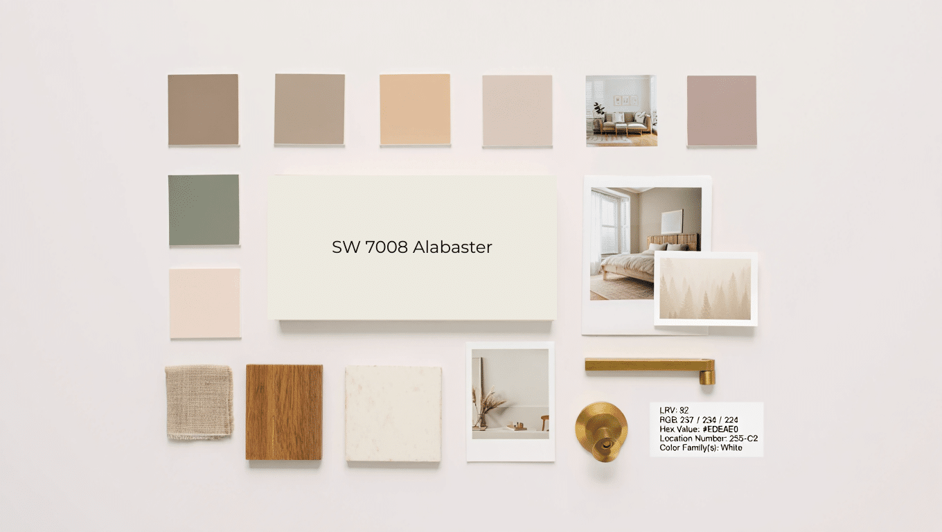 Core Mood Board Concepts with 7008 Alabaster Sherwin Williams