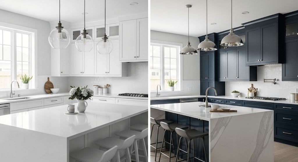 Matching Countertops vs. Contrasting Cabinetry