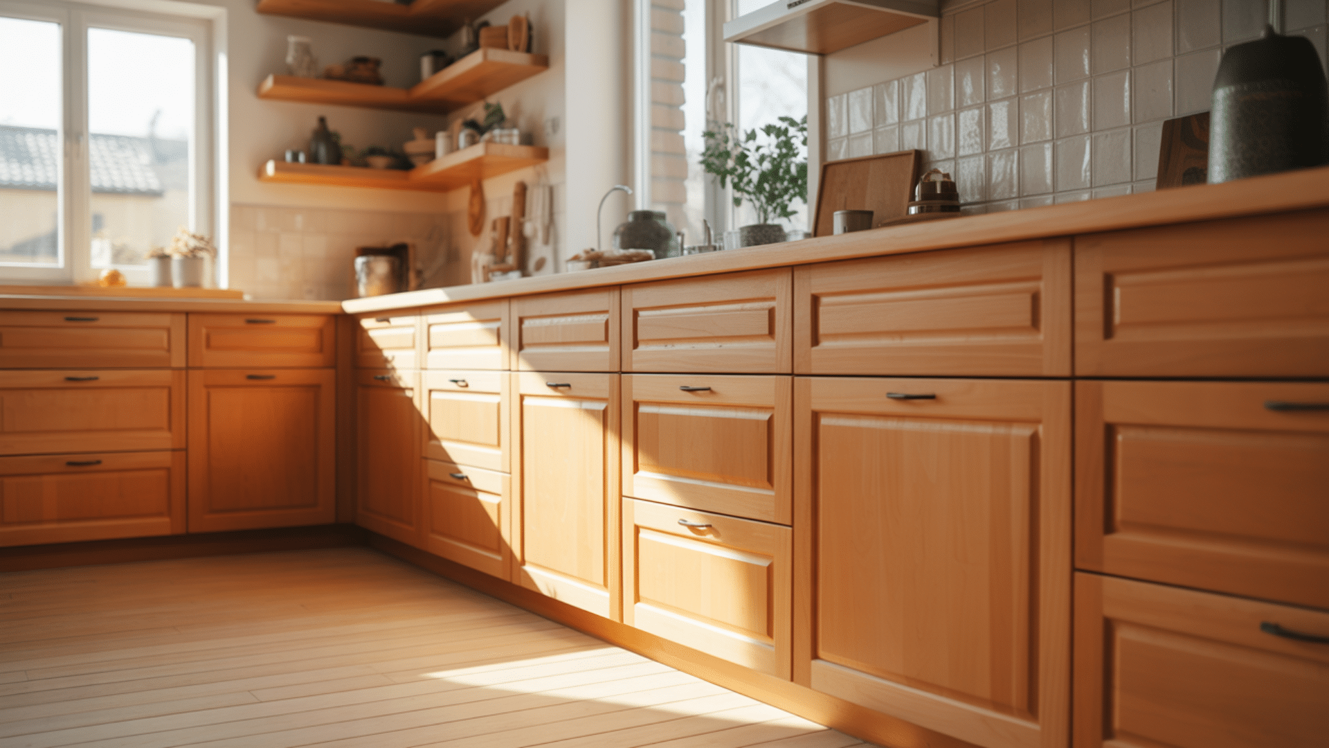 Natural Finish Beech Cabinets
