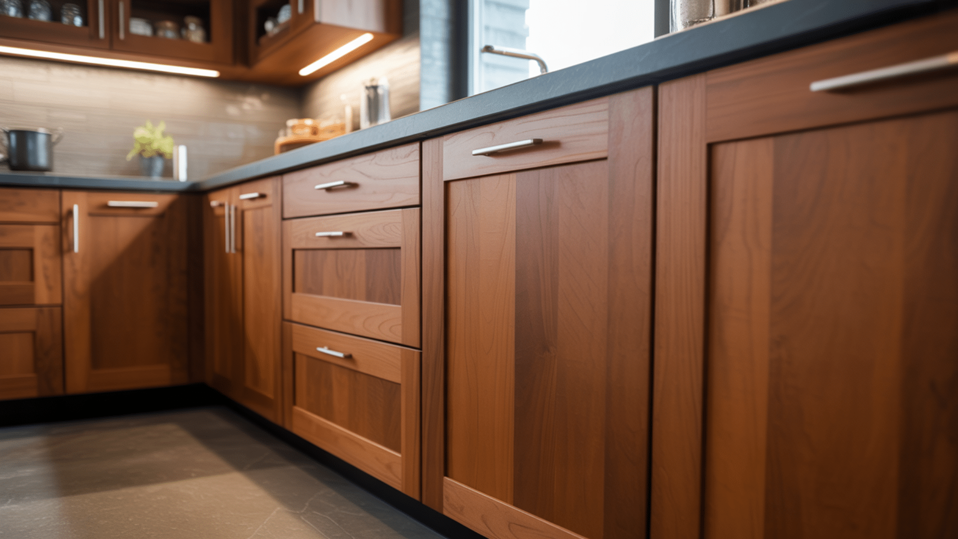 Stained Beech Cabinets