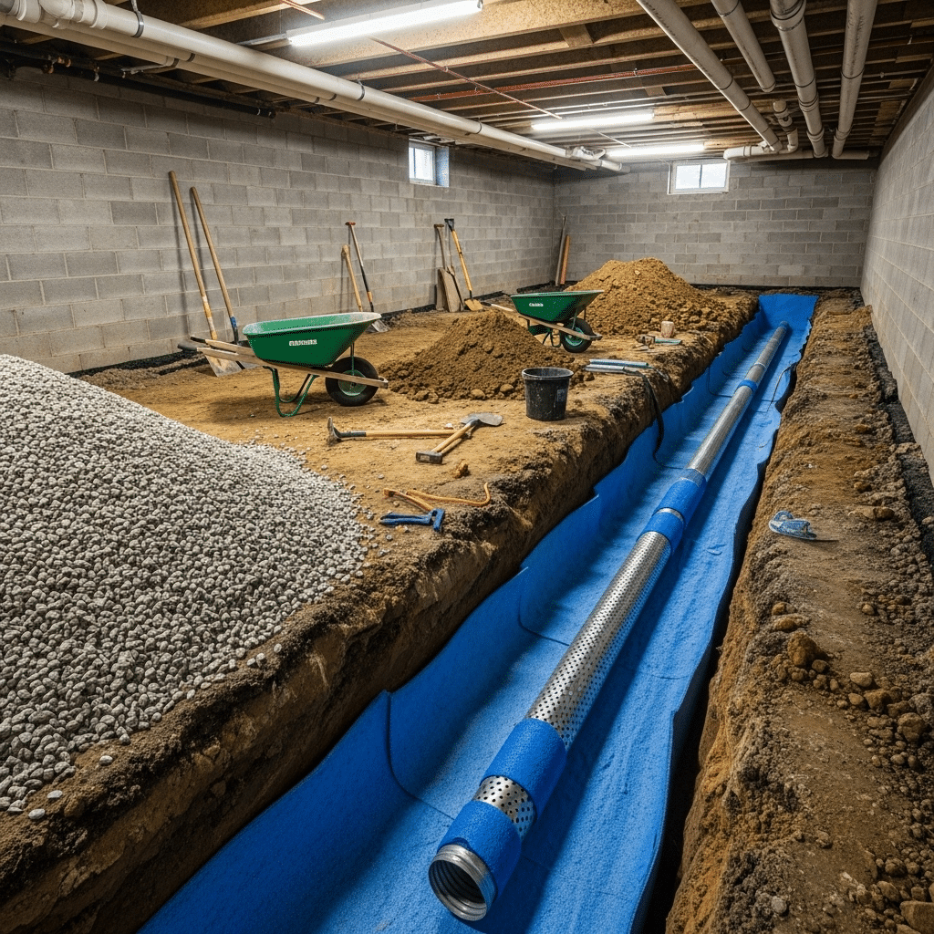 french drain basement
