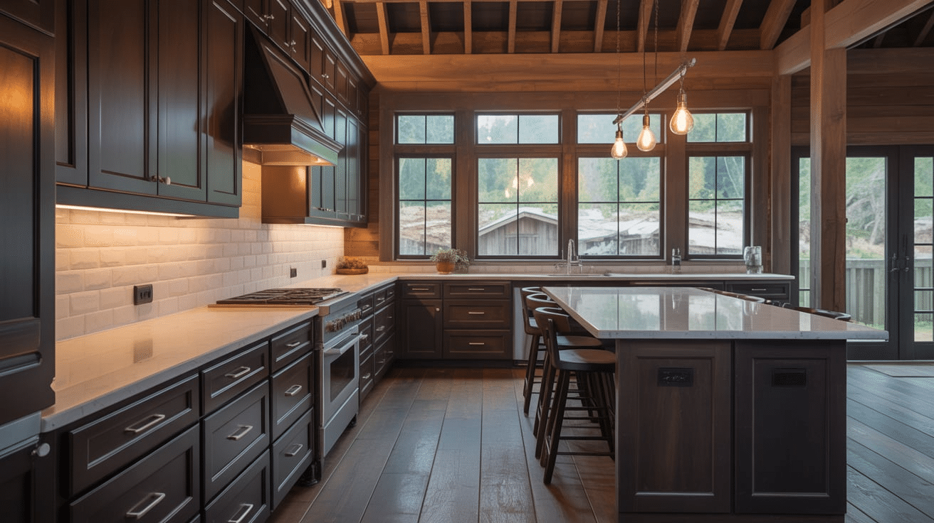 Dark Cabinetry with Wood Floors
