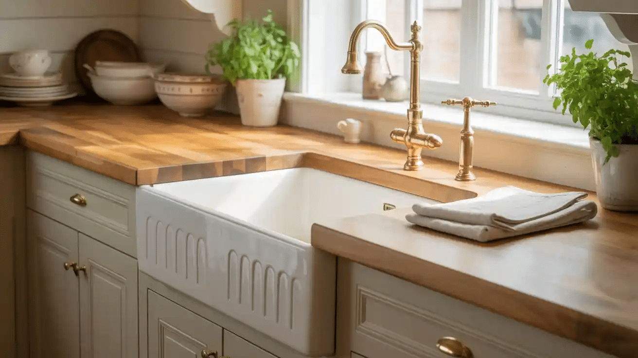 Farmhouse Sink & Butcher Block Counters