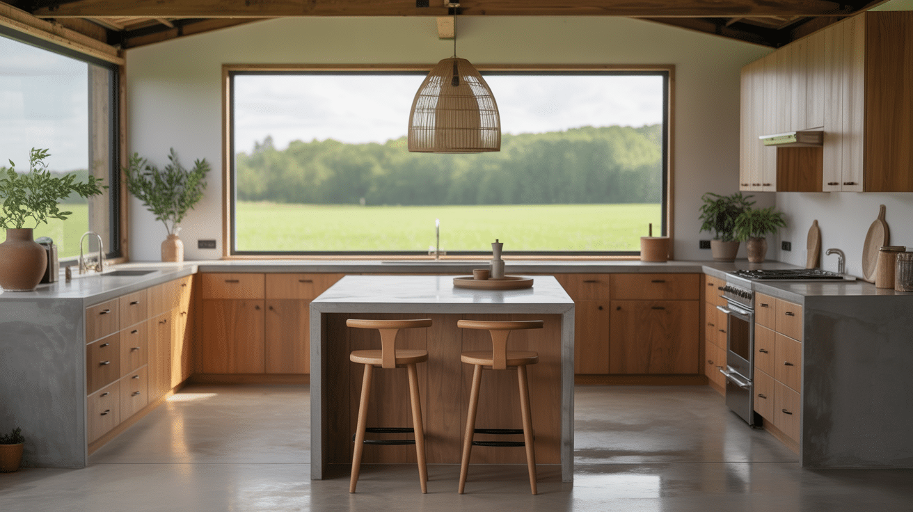 Japandi Fusion (Concrete + Wood)