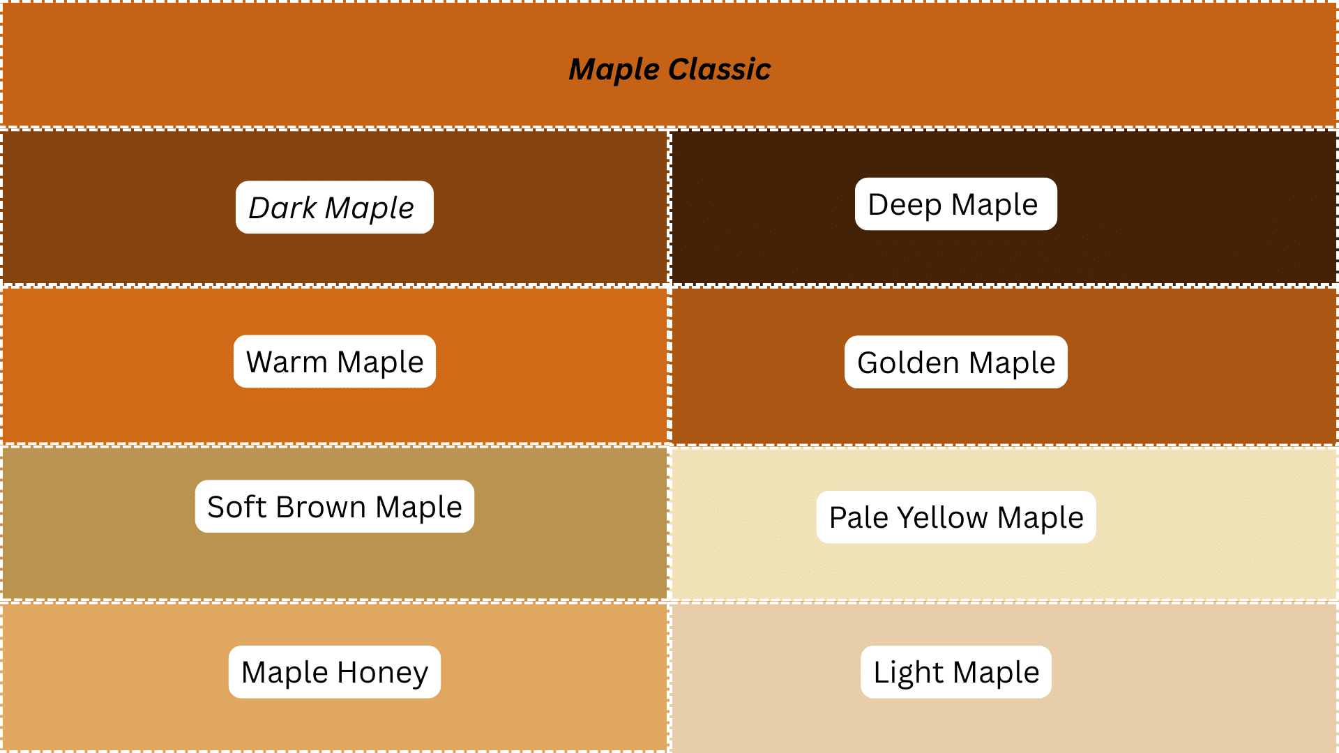 Most Popular Maple Stain Color Chart

