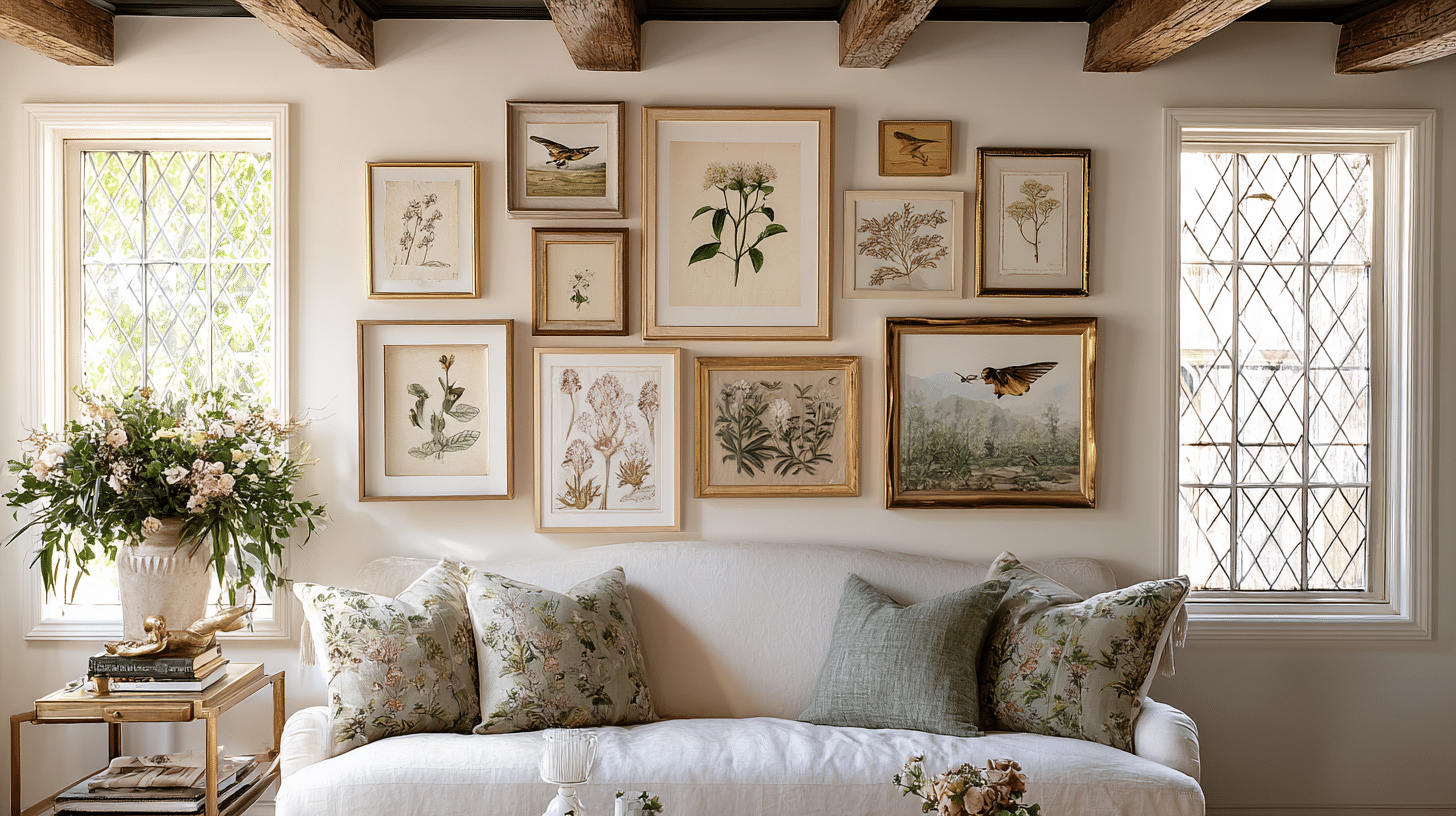 gallery-wall-with-mismatched-frames