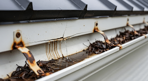 metal roof gutter problems