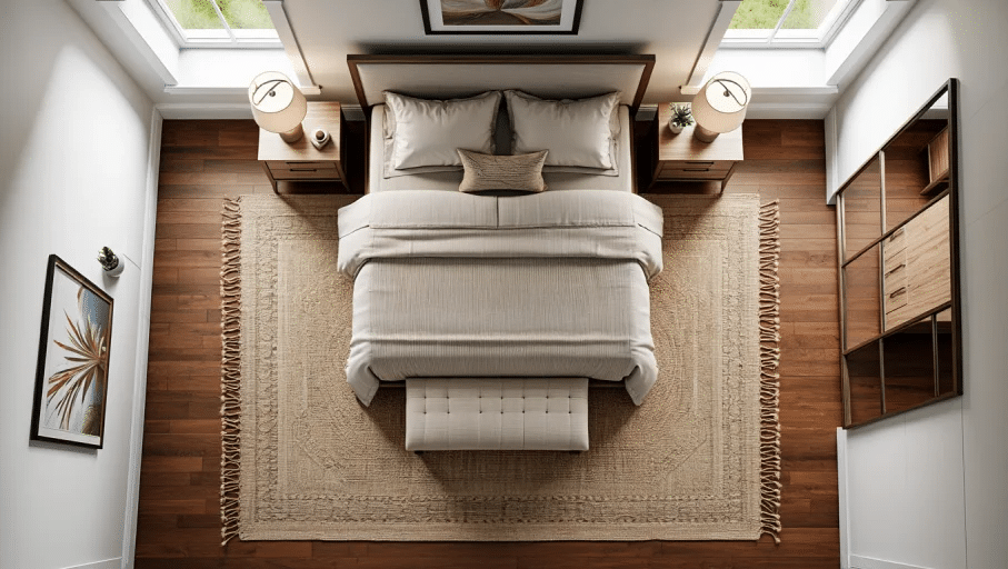 9x12 rug under king bed
