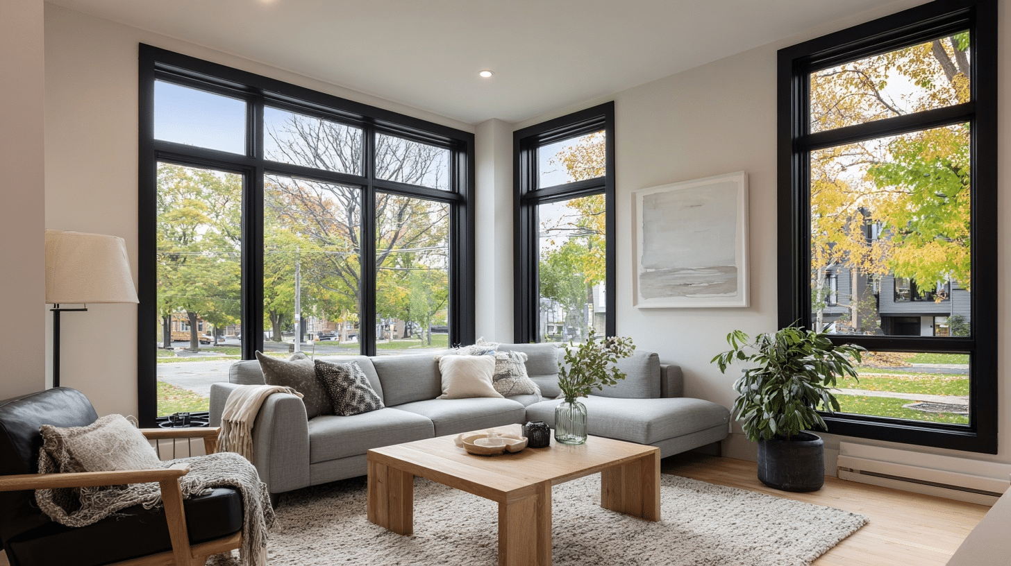black window frames