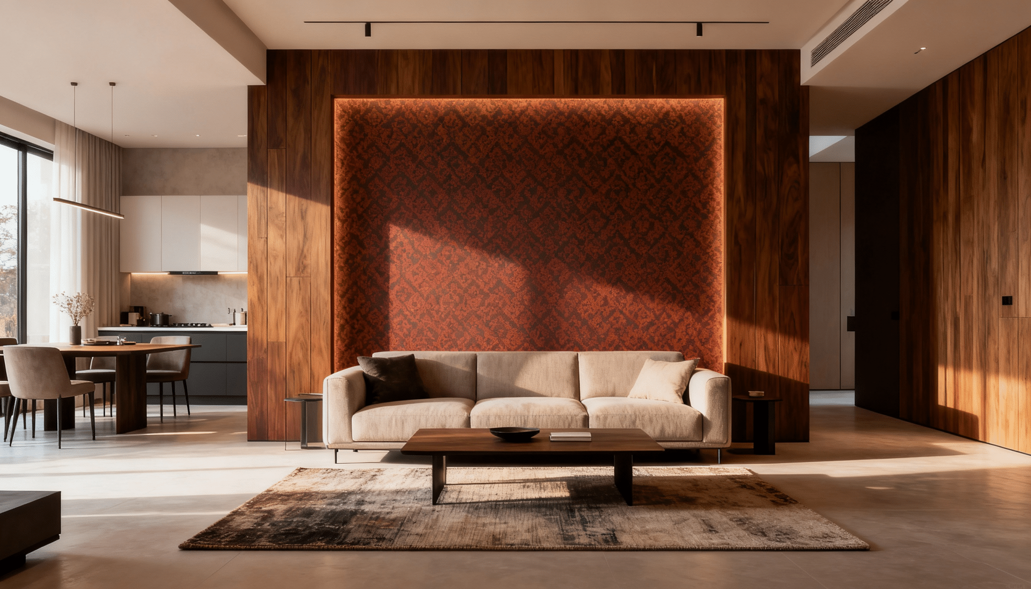 add a large accent wall to anchor the living