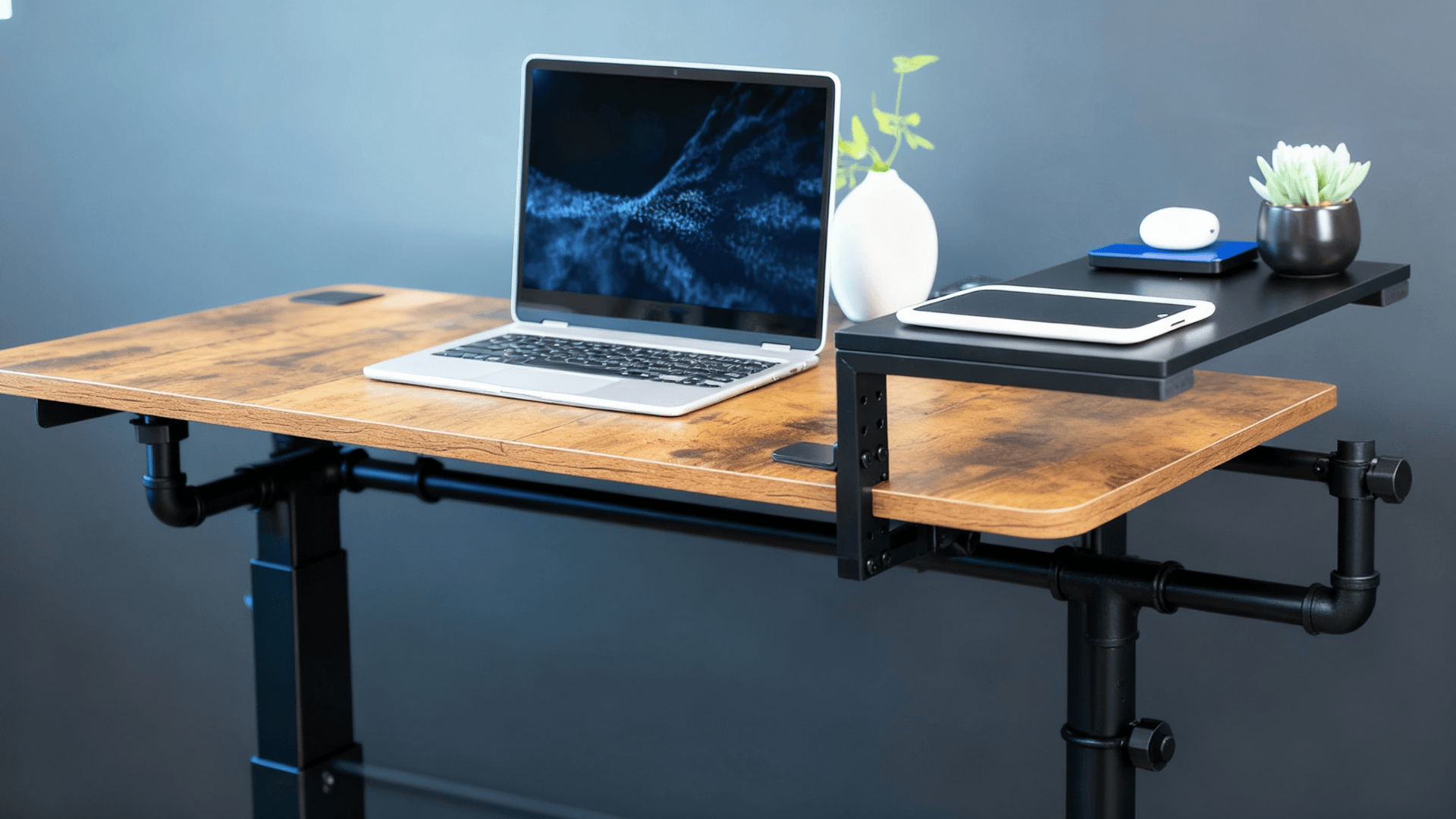 adjustable shelf riser desk