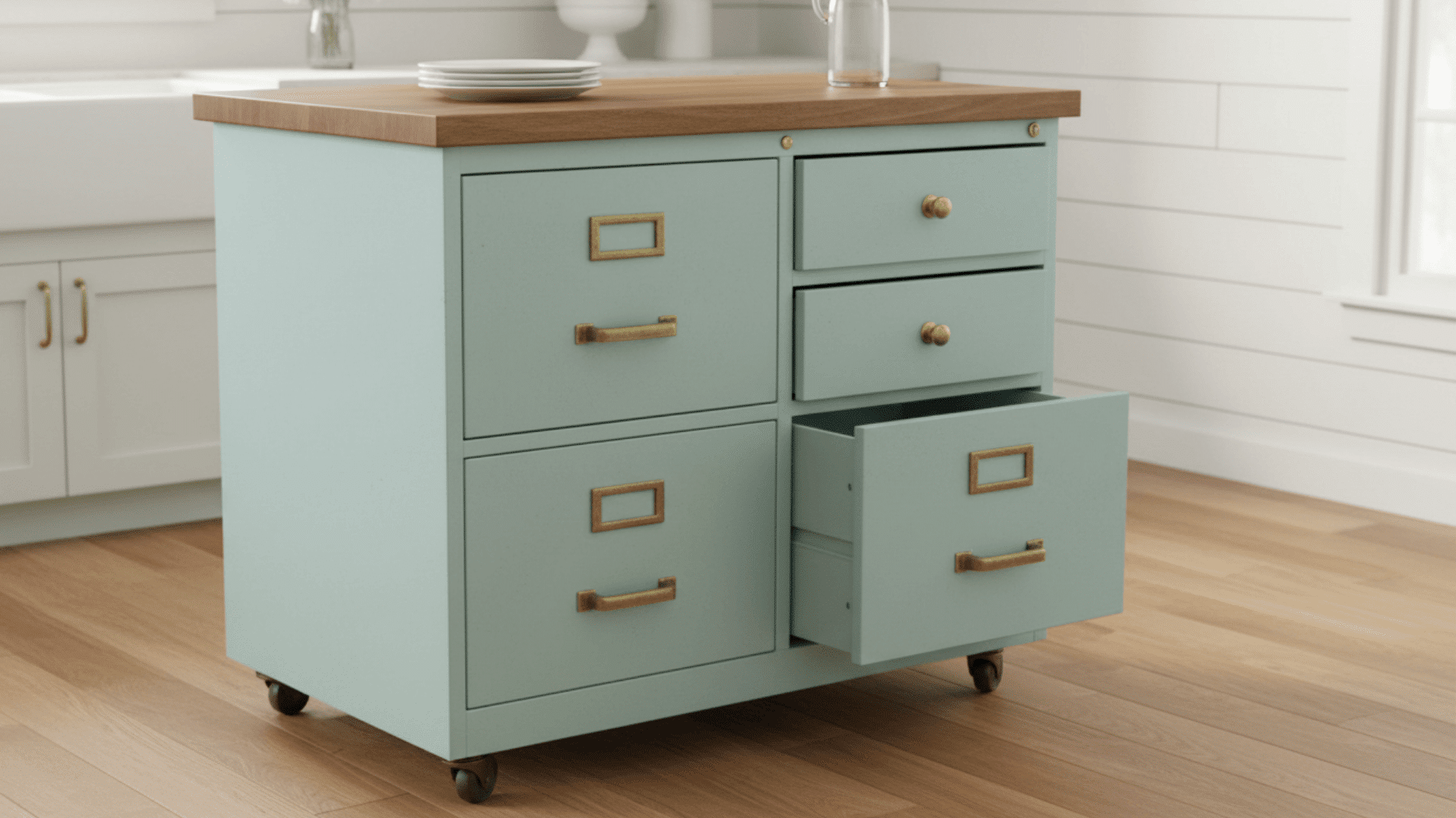 filing cabinet into kitchen island