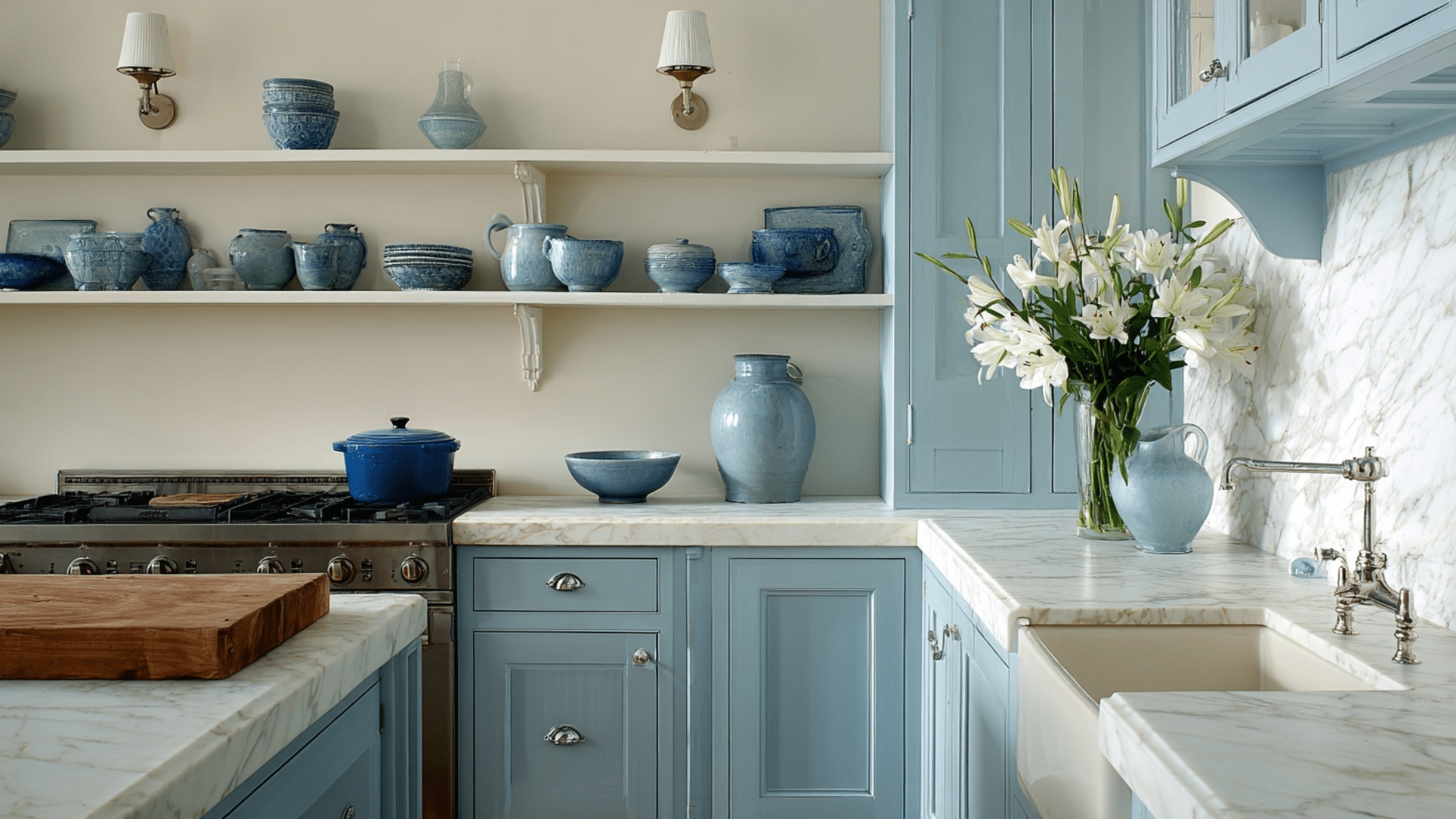 kitchen in benjamin moore santorini blue