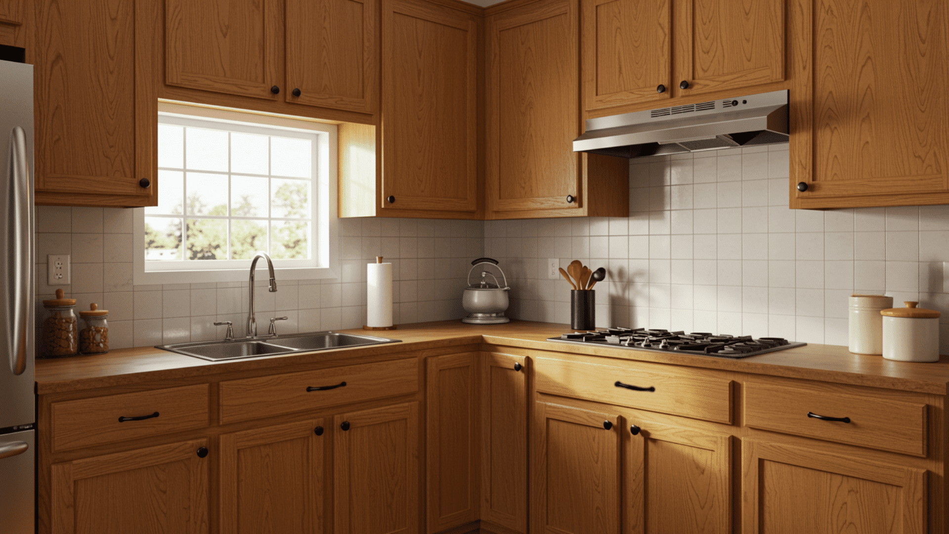 light honey oak cabinets