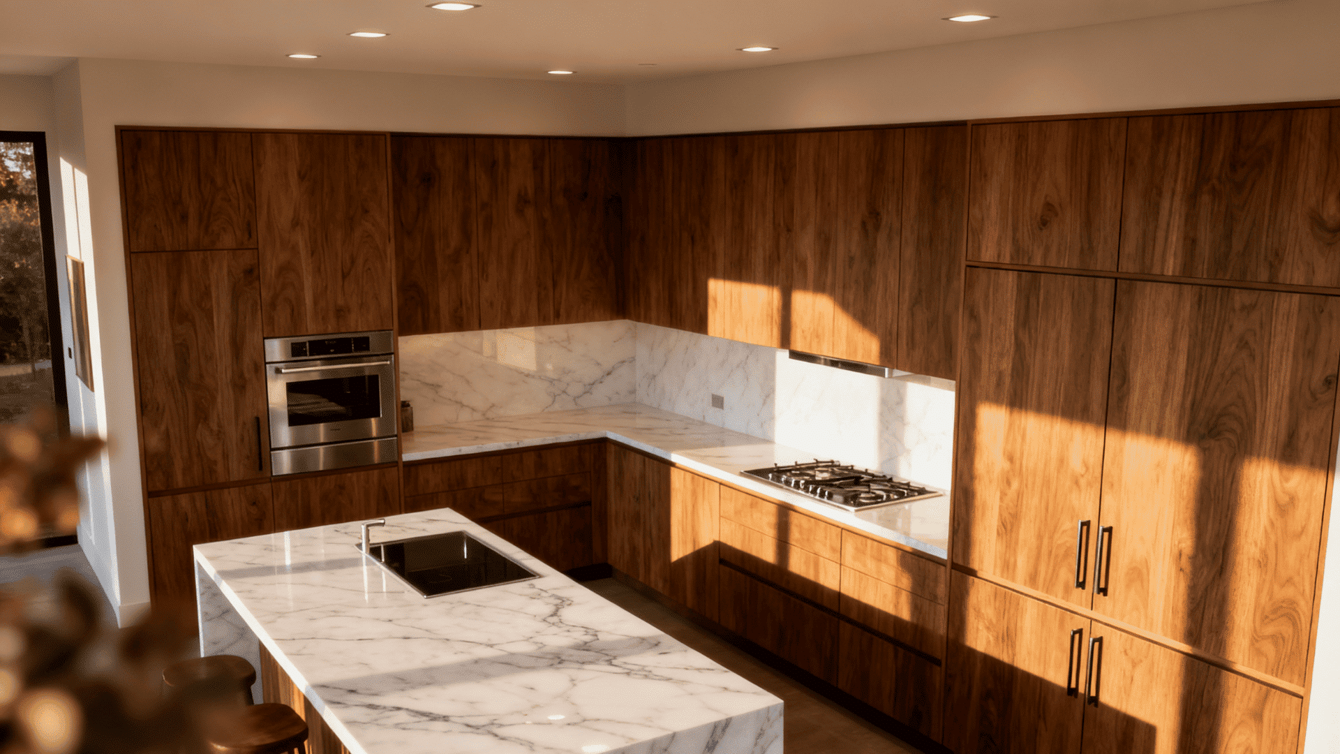 medium walnut cabinets