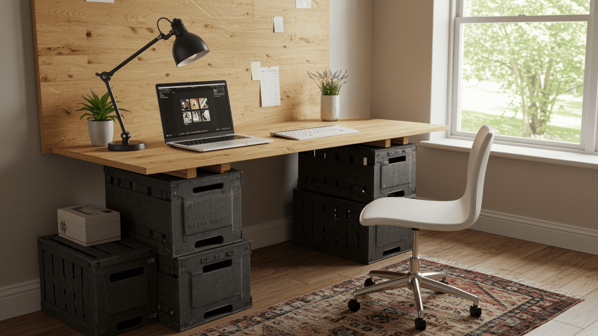 milk crate standing desk