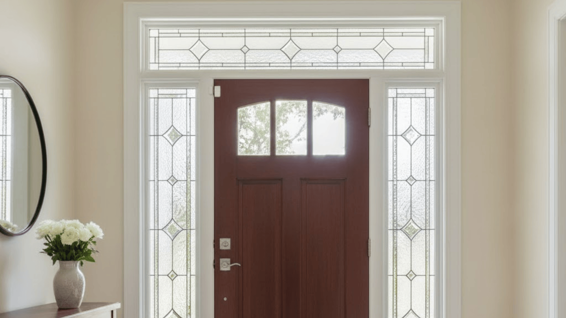 mullioned window entry way