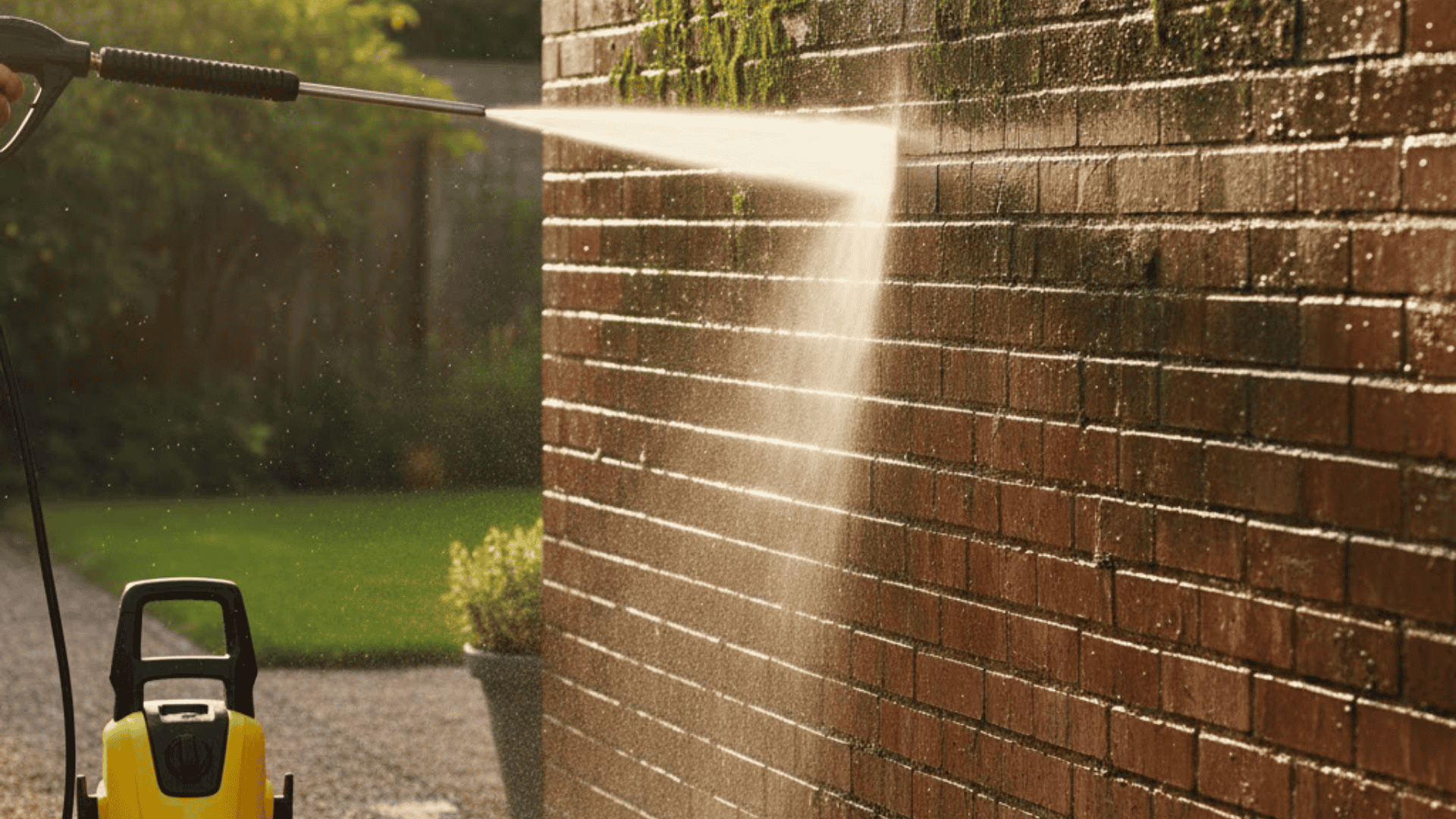 power wash the exterior wall
