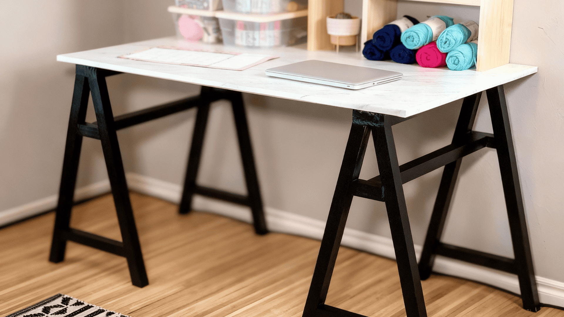 sawhorses and door desk
