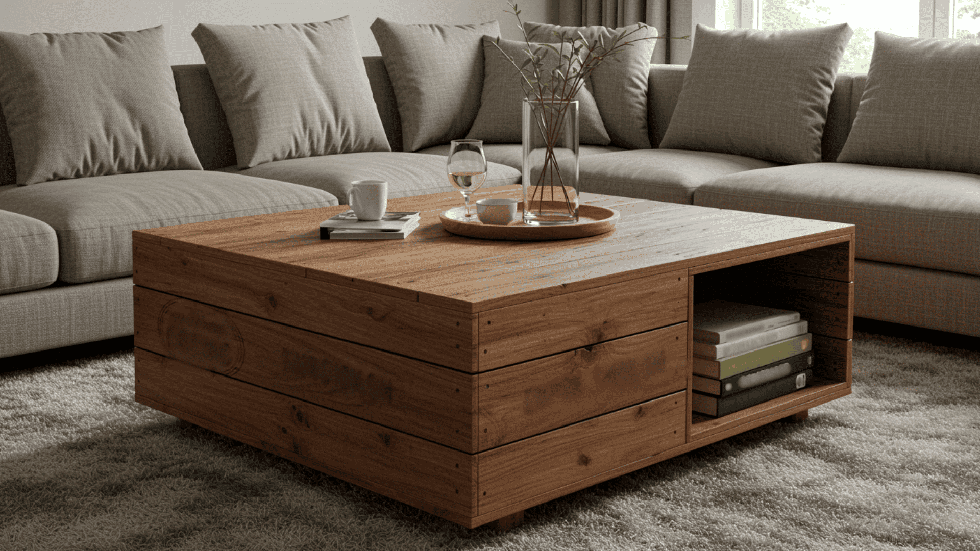 wine crates into coffee table