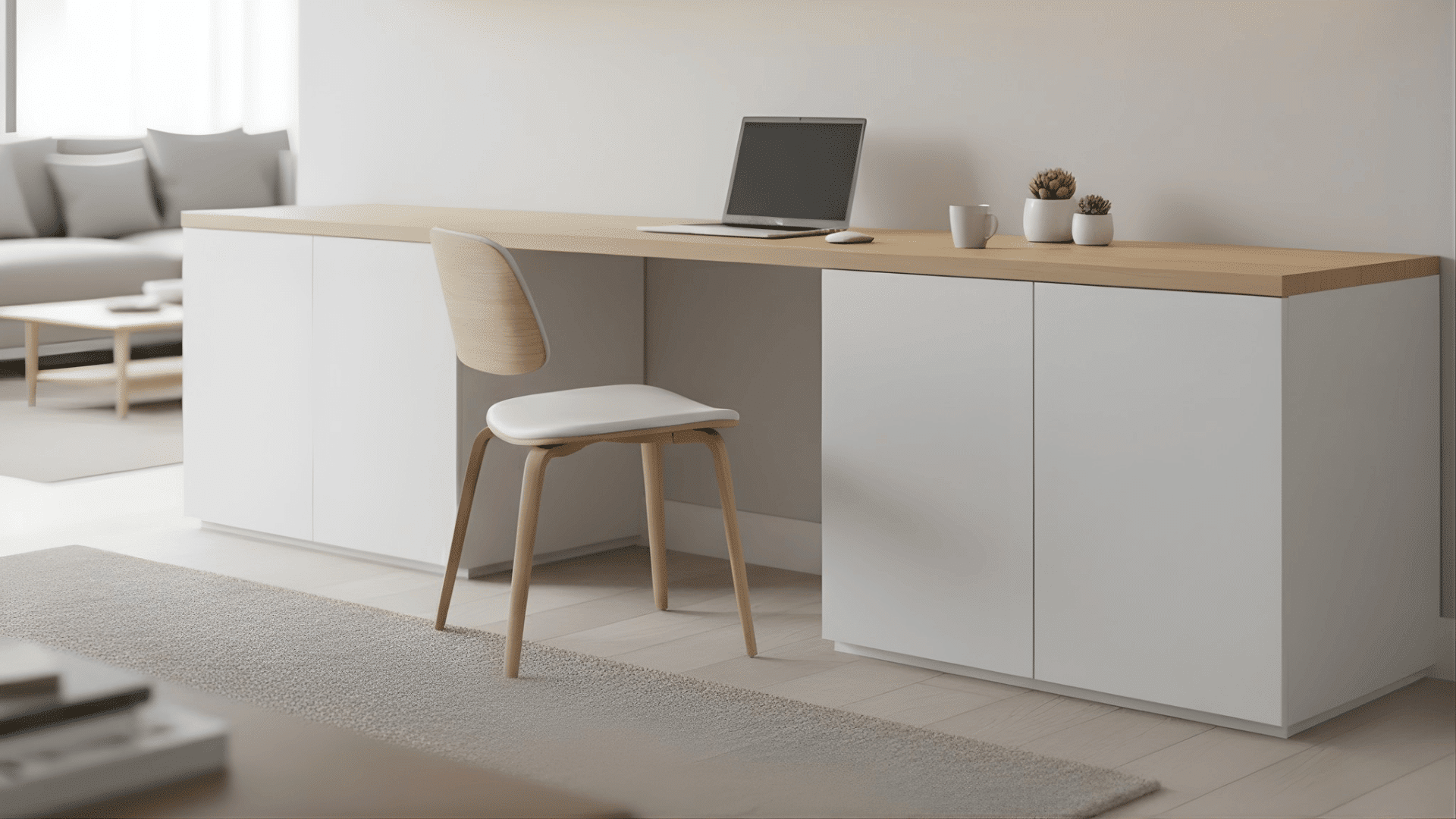 built in desk with closed base cabinets