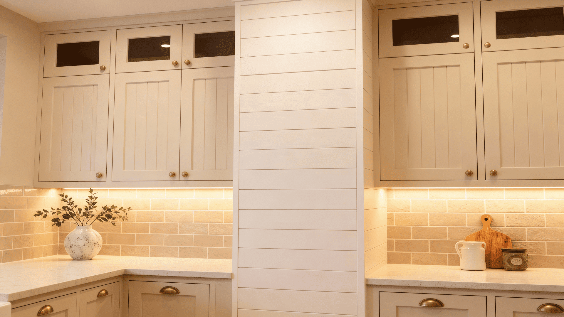 vertical shiplap between cabinets