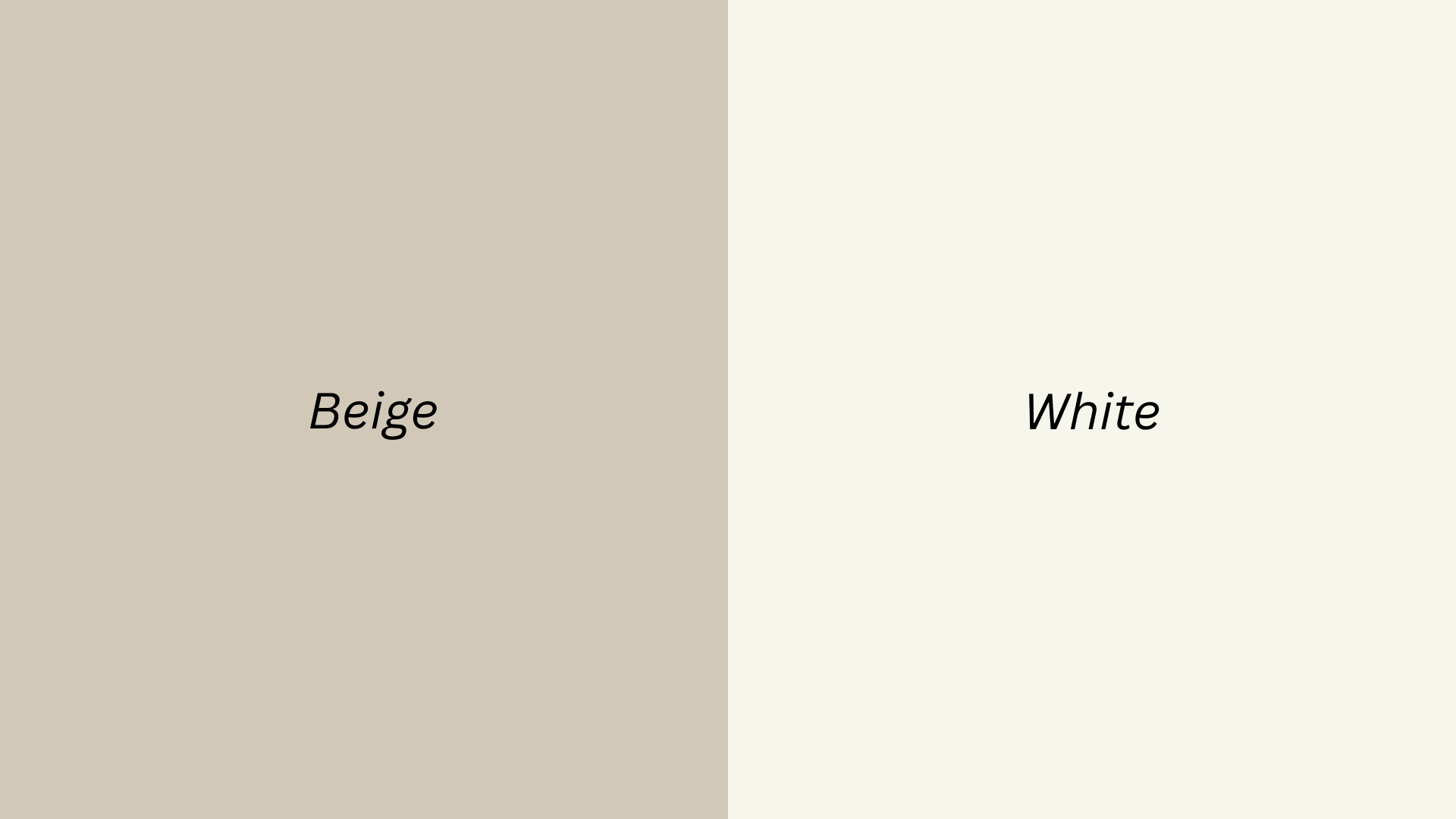 Color palette divided into two vertical sections labeled Beige and White