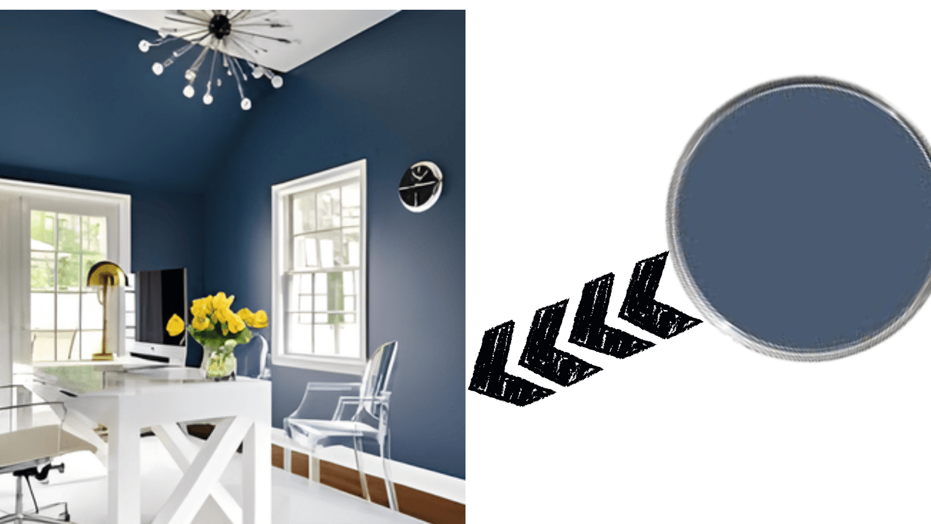 bedroom painted van deusen blue with soft light and simple furniture for calm and comfortable feel