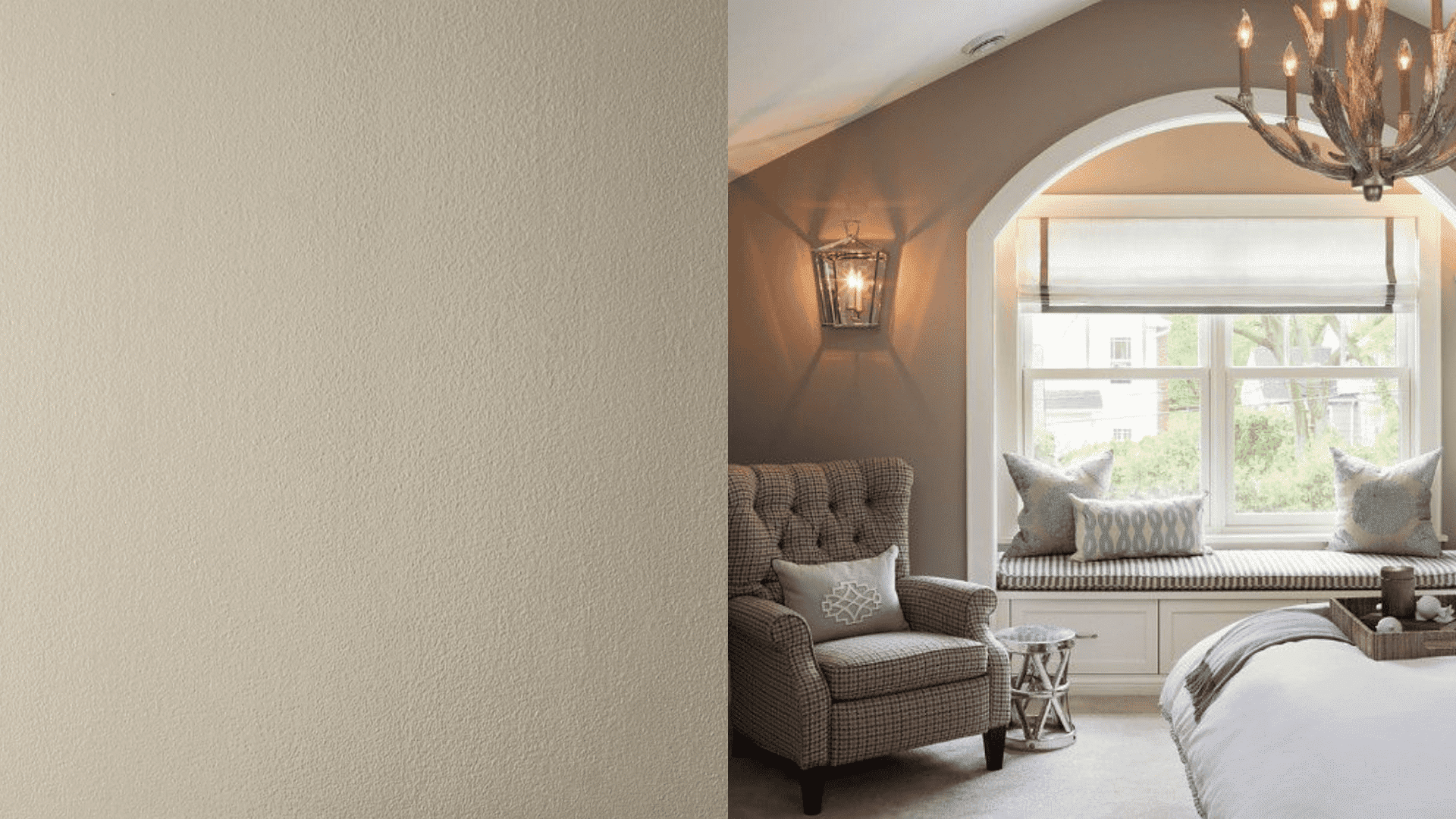 compact living space with soft taupe walls neutral furniture natural light