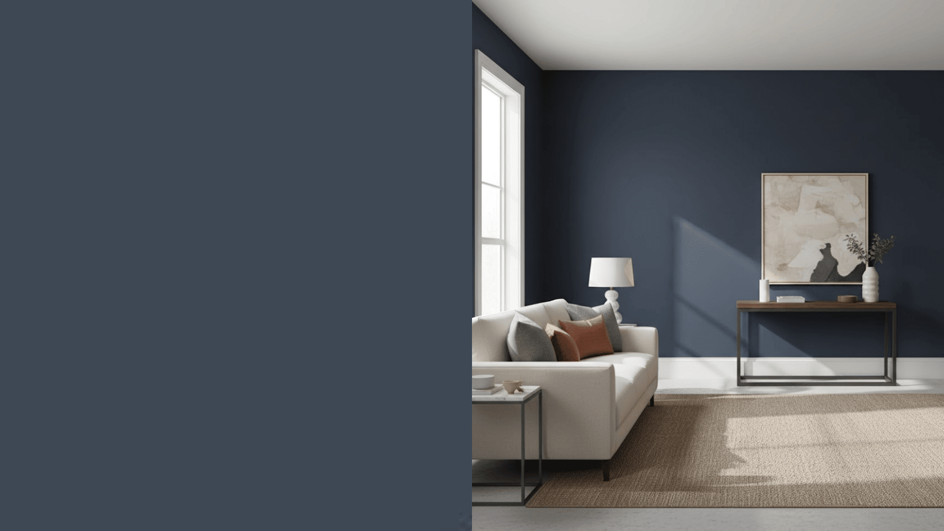 dark navy painted room with smooth finish and no visible roller marks