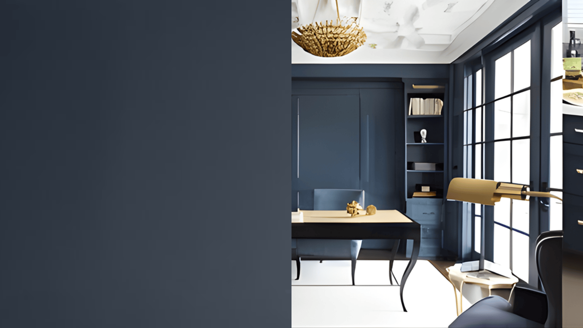 small room with hale navy feature wall light trim large window balanced contrast