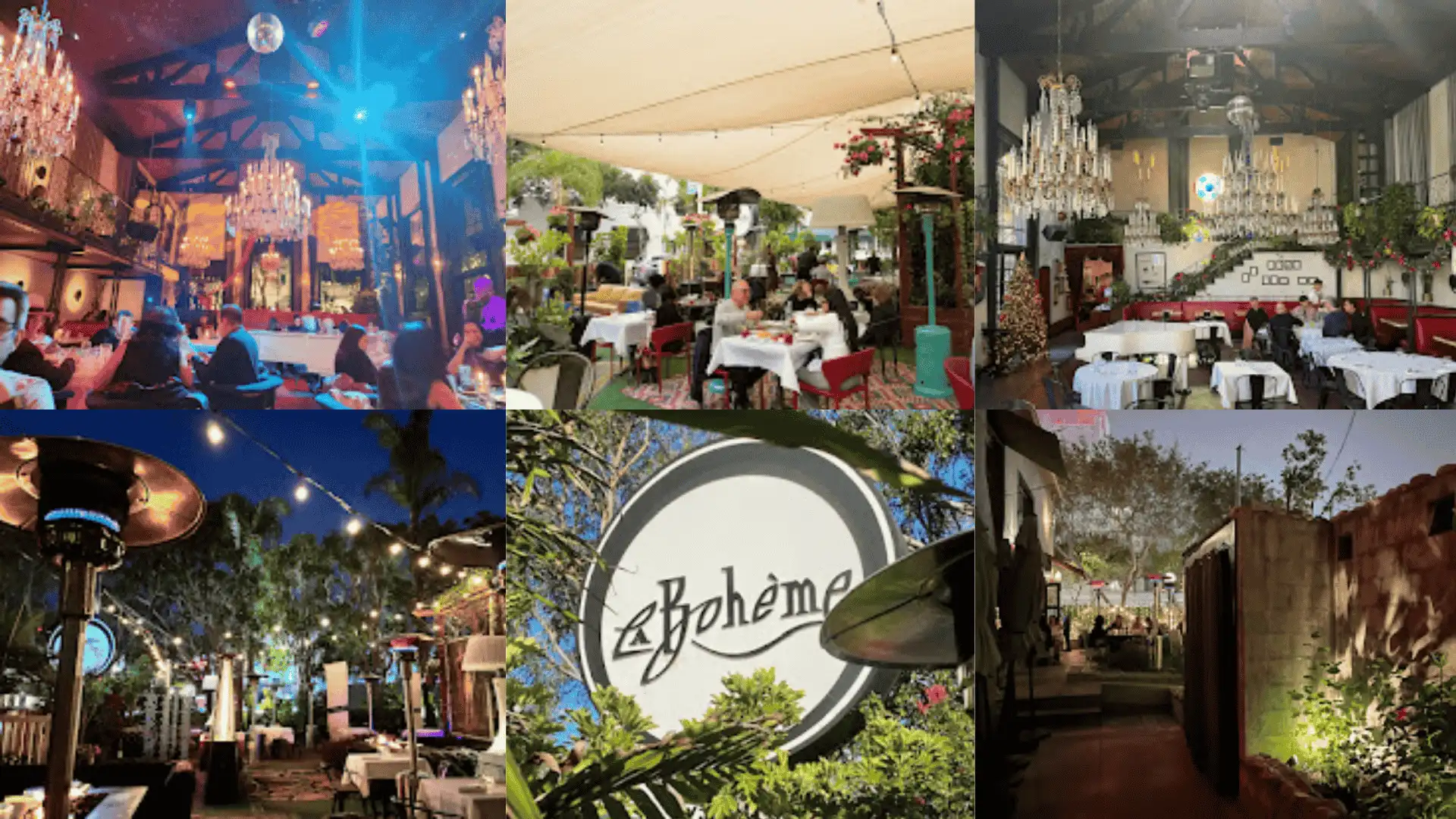 A collage showcasing various restaurants and outdoor dining scenes, featuring La Boheme among the vibrant images (2)