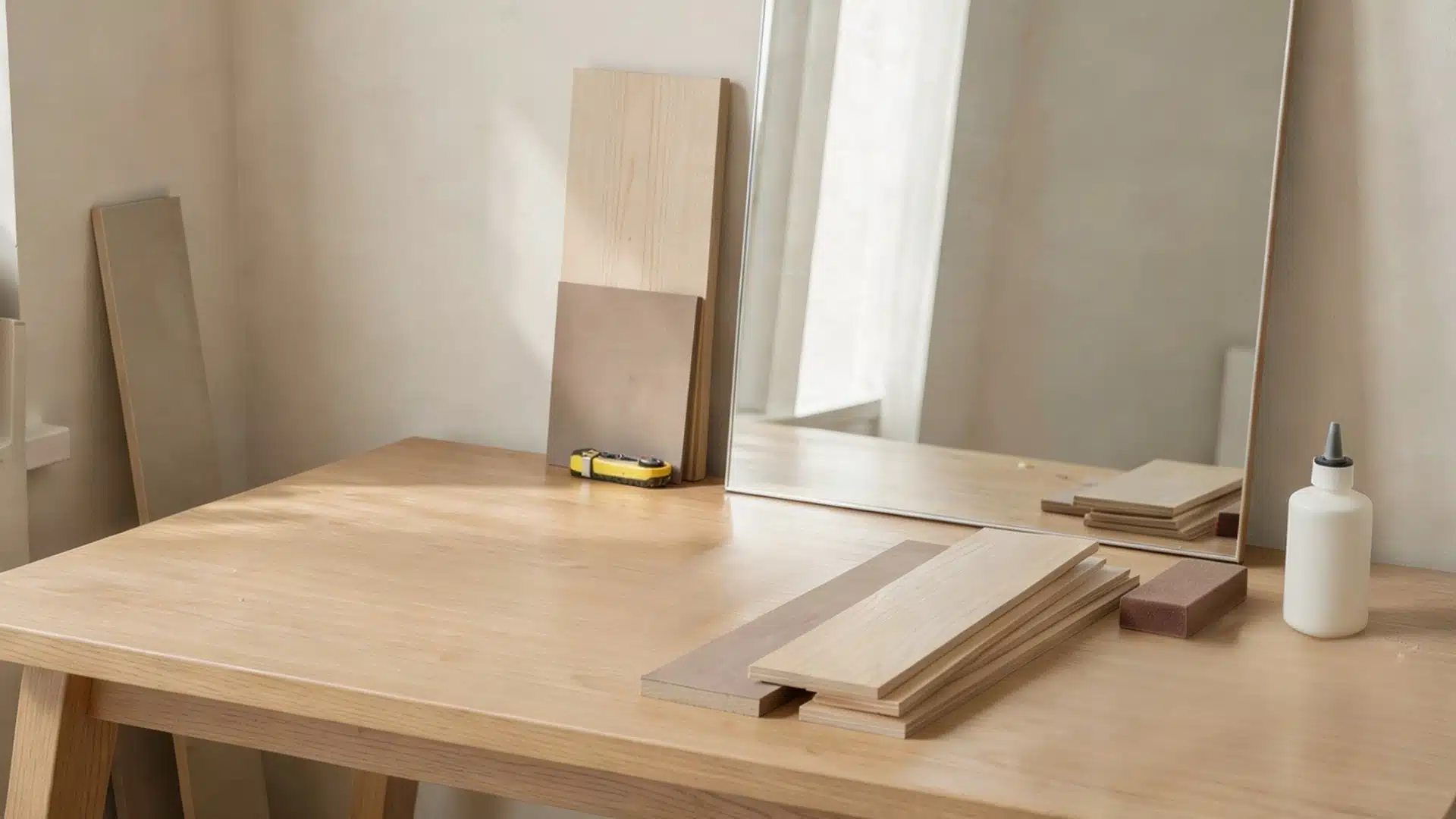 setup-for-making-diy-mirror-frame