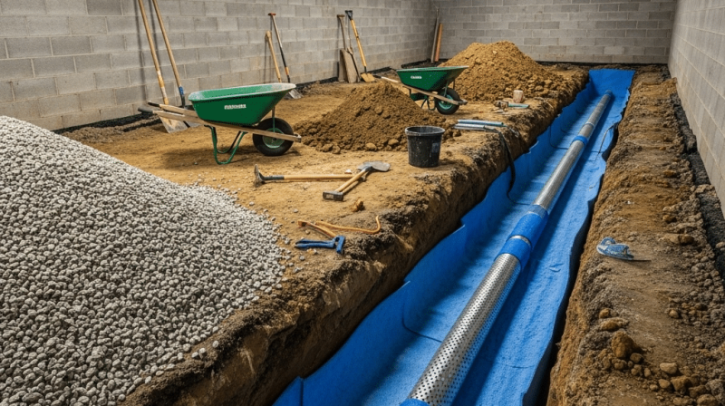 french drain basement