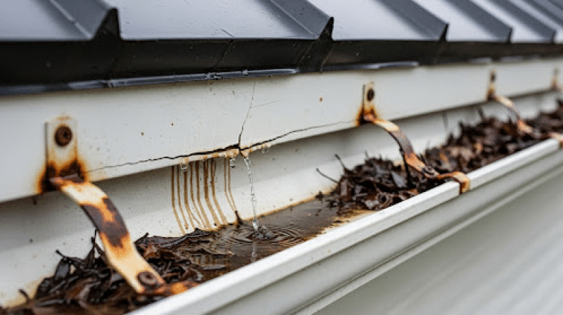 metal roof gutter problems
