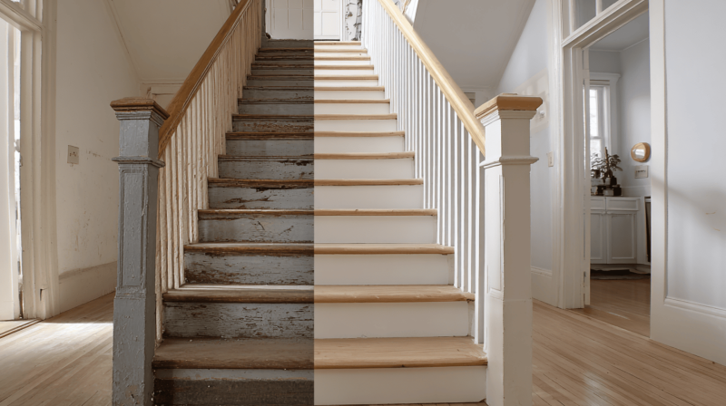 staircase remodel before and after